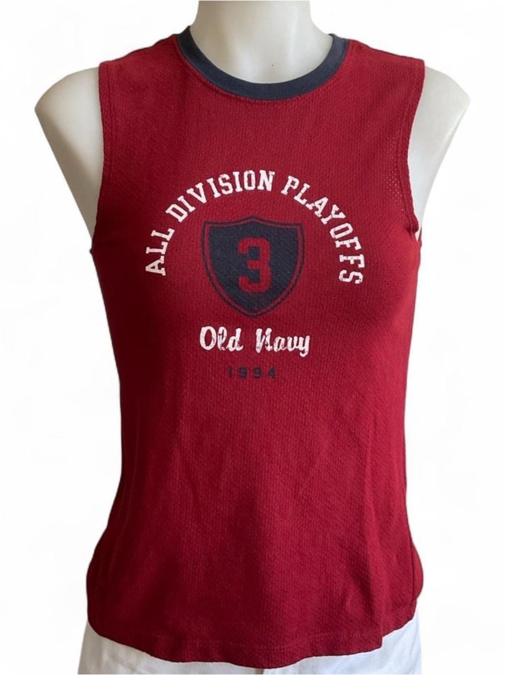 Old Navy | Vintage Y2K Mesh Graphic Tank Top Red Ringer | XS